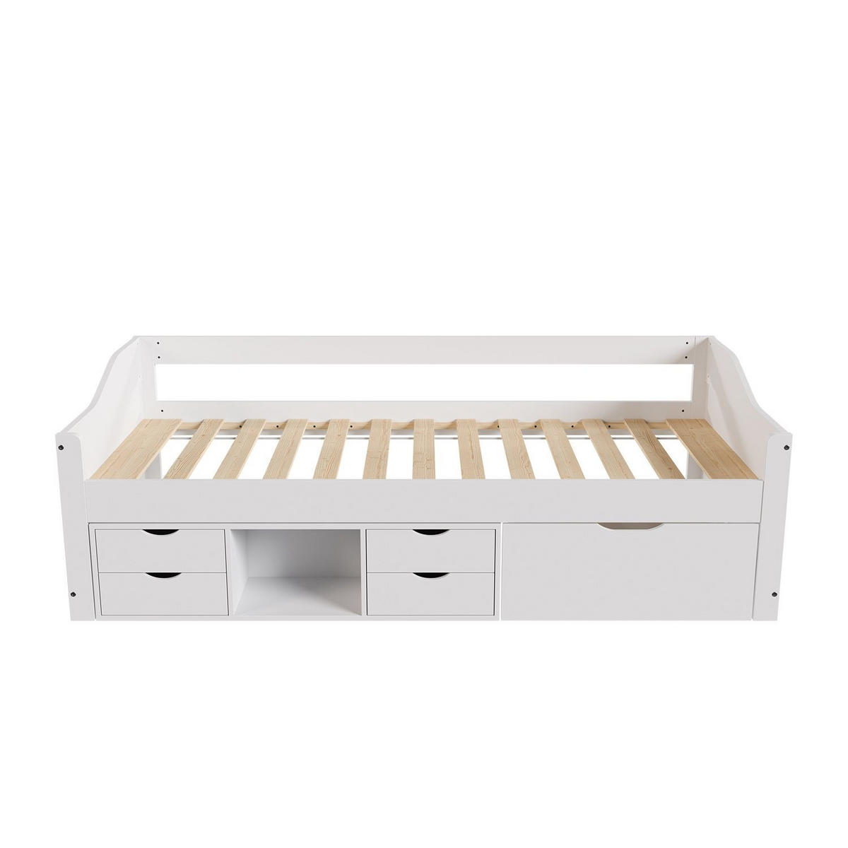 KINDER-FUNKTIONSBETT Nalu mit Matratze weiß 90x200 cm - Weiß, Holz (90/200cm) - Juskys