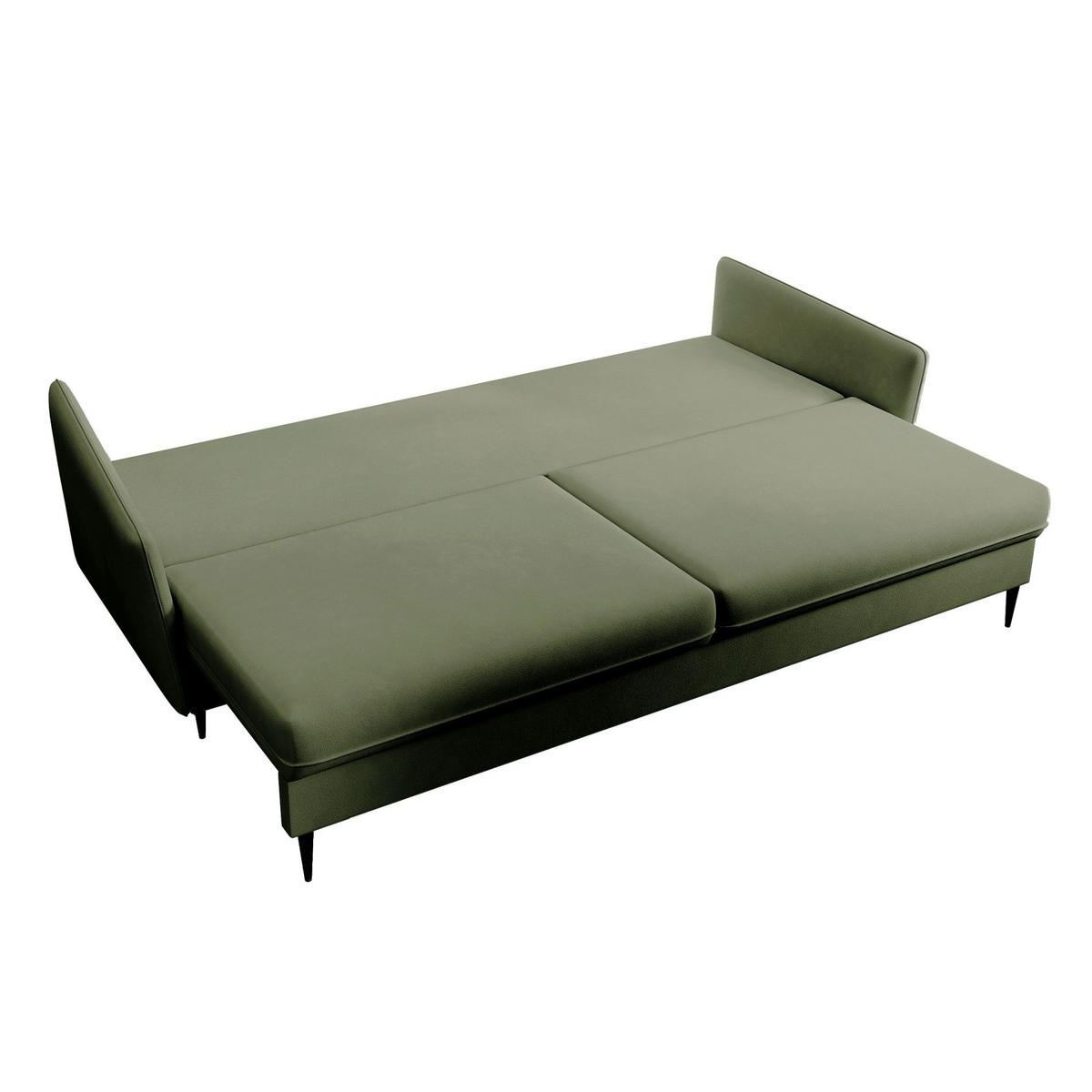 3-SITZER SCHLAFSOFA Volio Samt Olivgrün - Schwarz/Olivgrün, Textil/Metall (221/90/100cm) - Selsey