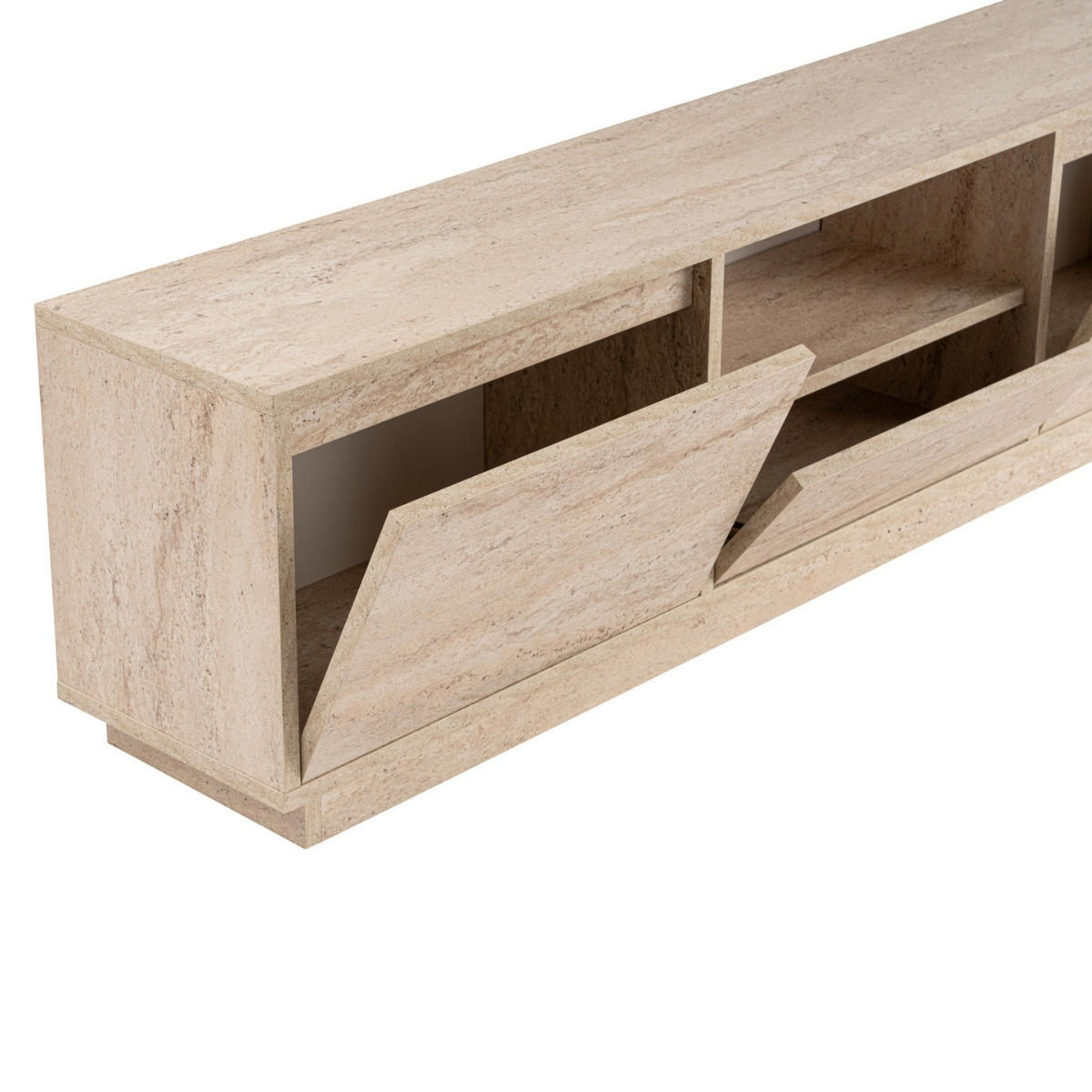 TV-MÖBEL mit 3 klappbaren türen und 1 offenem fach - vanguard 160/29,5/42 cm - Beige, Holzwerkstoff (29.5/42/160cm) - Calicosy