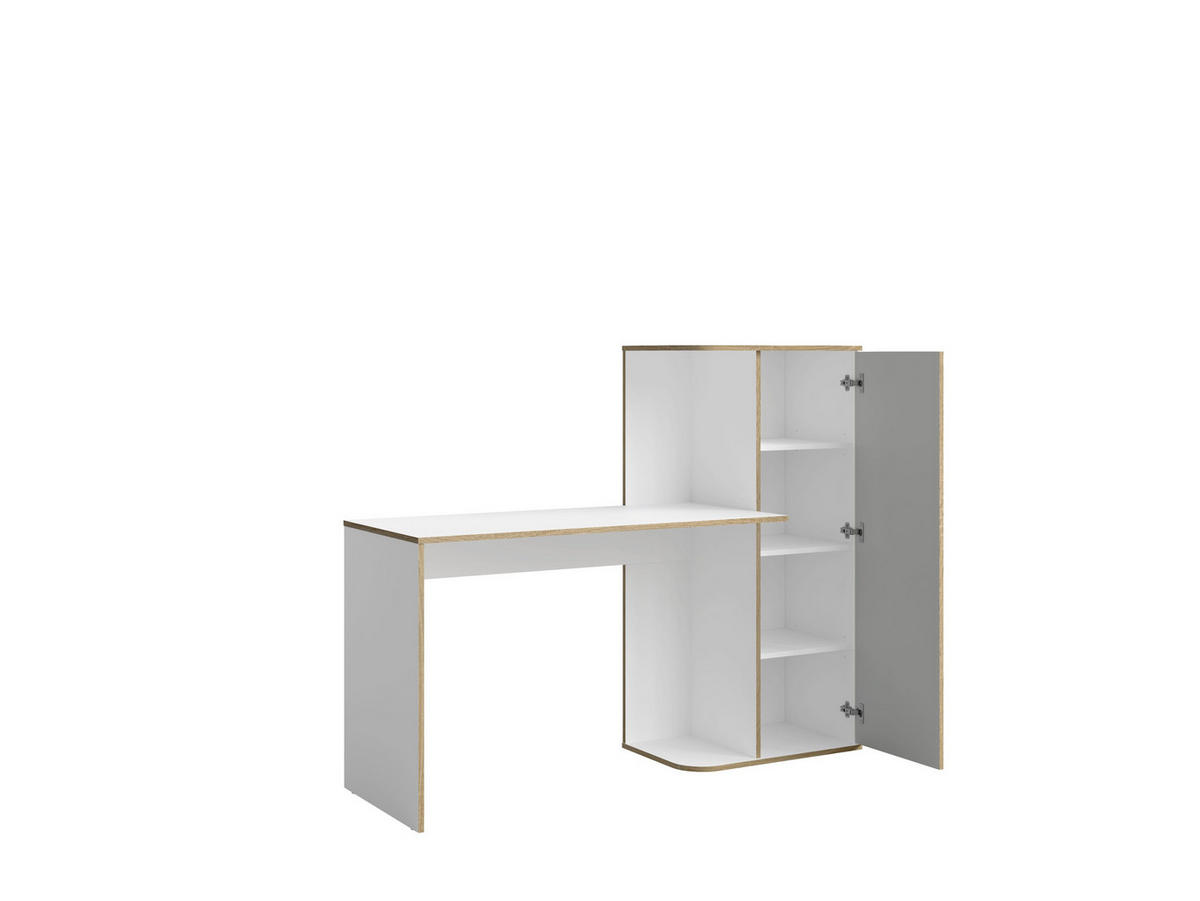 SCHREIBTISCH Weiß, Grau 160/128,5/55 - Weiß/Grau, Holzwerkstoff (55/160/129cm) - RAUMHIRSCH FURNITURE