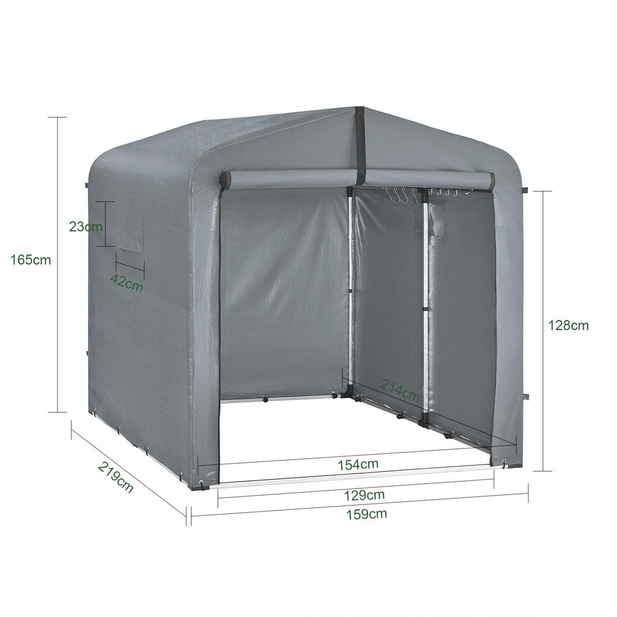 FAHRRADGARAGE Grau, 159x165x219cm - Grau, Metall (159/165/219cm) - SoBuy