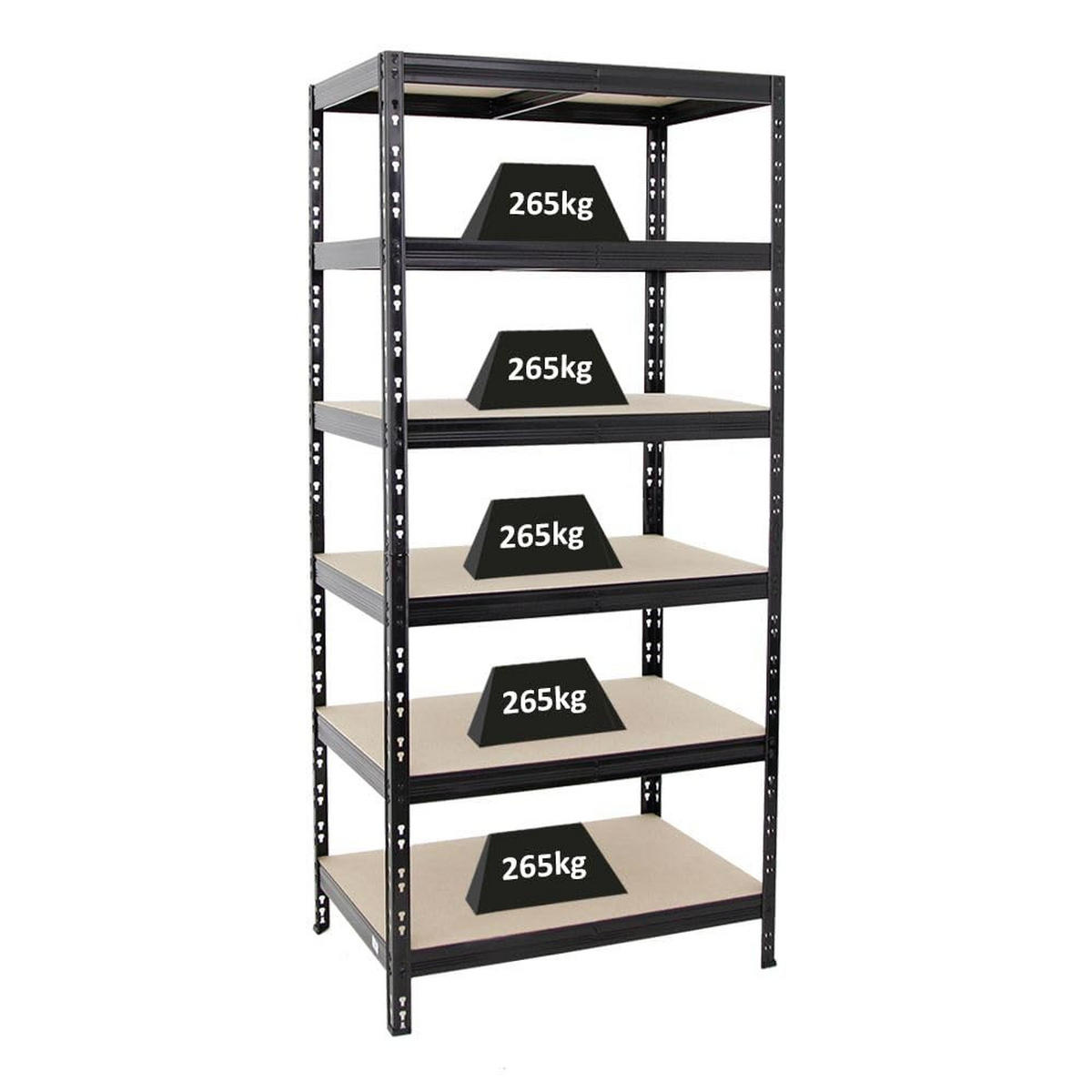 SCHWERLASTREGAL Giant Tiger 200x90x60 cm Fachlast 265 kg 6-Ebenen Schwarz - Schwarz, Metall (90/200/60cm) - PROREGAL