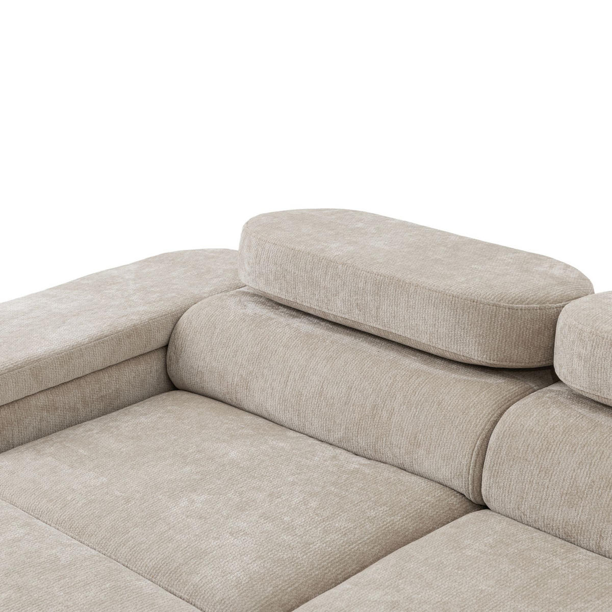 ECKSOFA LOVE L Links mit Schlaffunktion 124x210 Chenille Beige - Beige/Schwarz, Holz/Textil (205/284cm) - Muffo