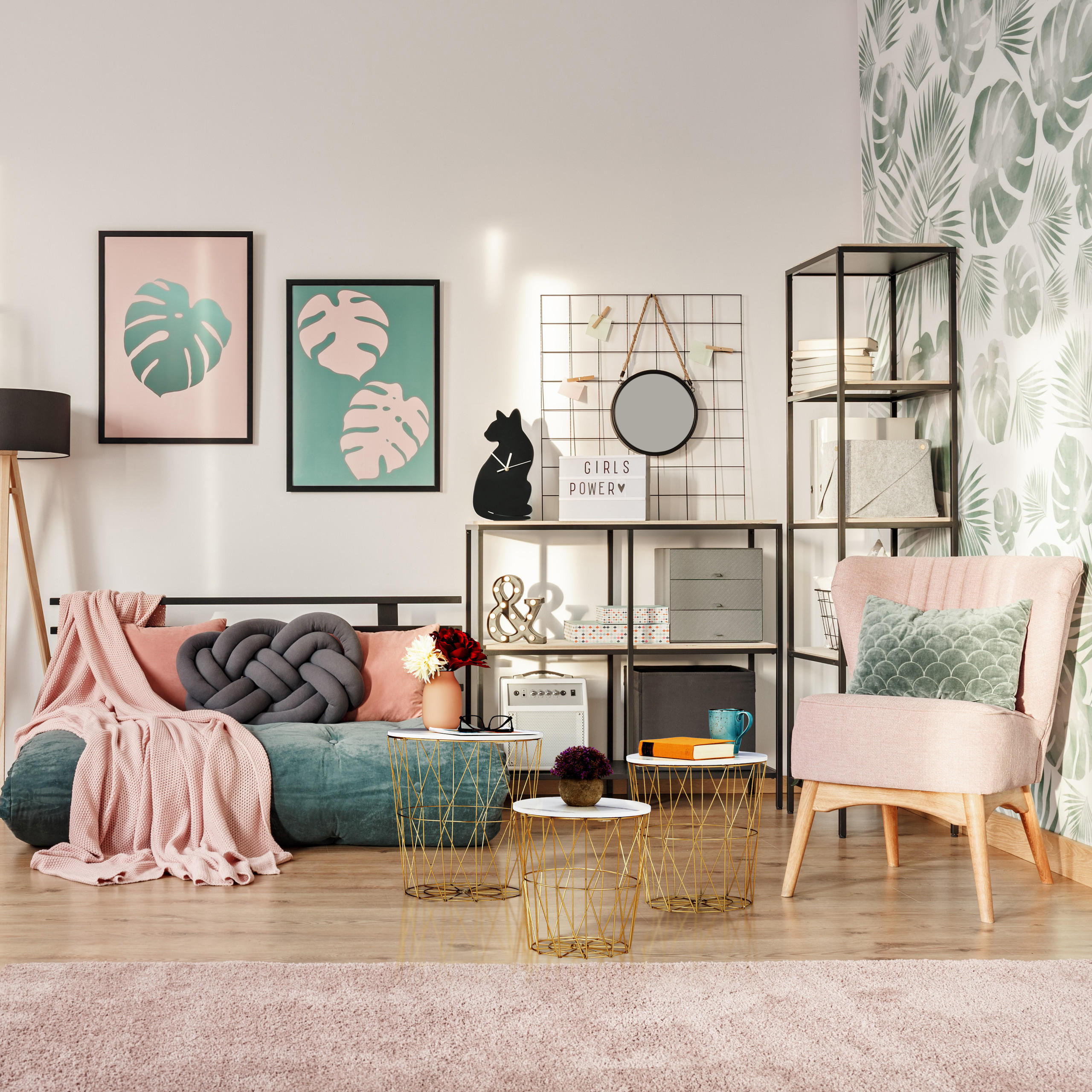 3XKORBTISCH - Multicolor, Holzwerkstoff/Metall (39.5/39.5/40cm) - Relaxdays