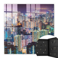 SCHLÜSSELBOX Schwarz 30x30 cm- Türöffnung nach rechts - Stadt bei Nacht - Blau, Metall (30/30/5cm) - TULUP