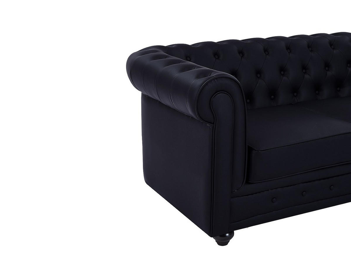 SOFA 2-Sitzer - Kunstleder - Schwarz - CHESTERFIELD - Schwarz, Leder (88/72/168cm) - Vente-Unique