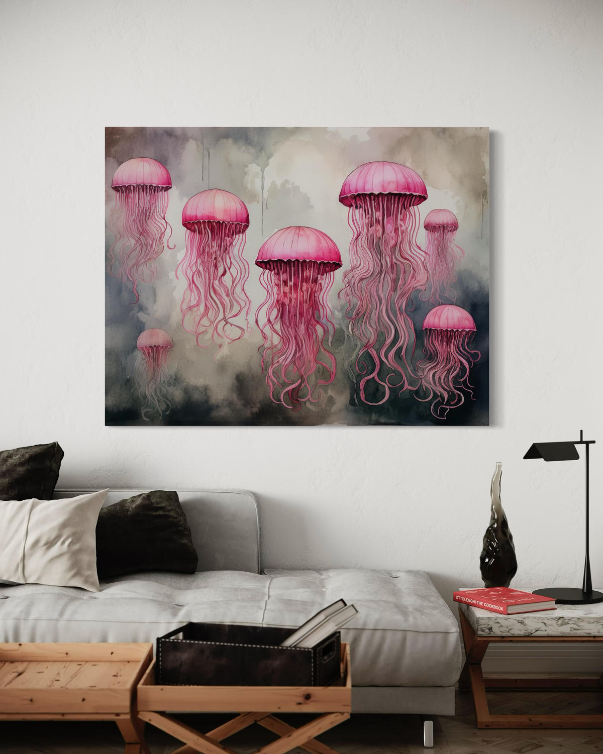 WANDBILD meeresqualle rosa - Pink, Textil (60/40cm) - Feeby