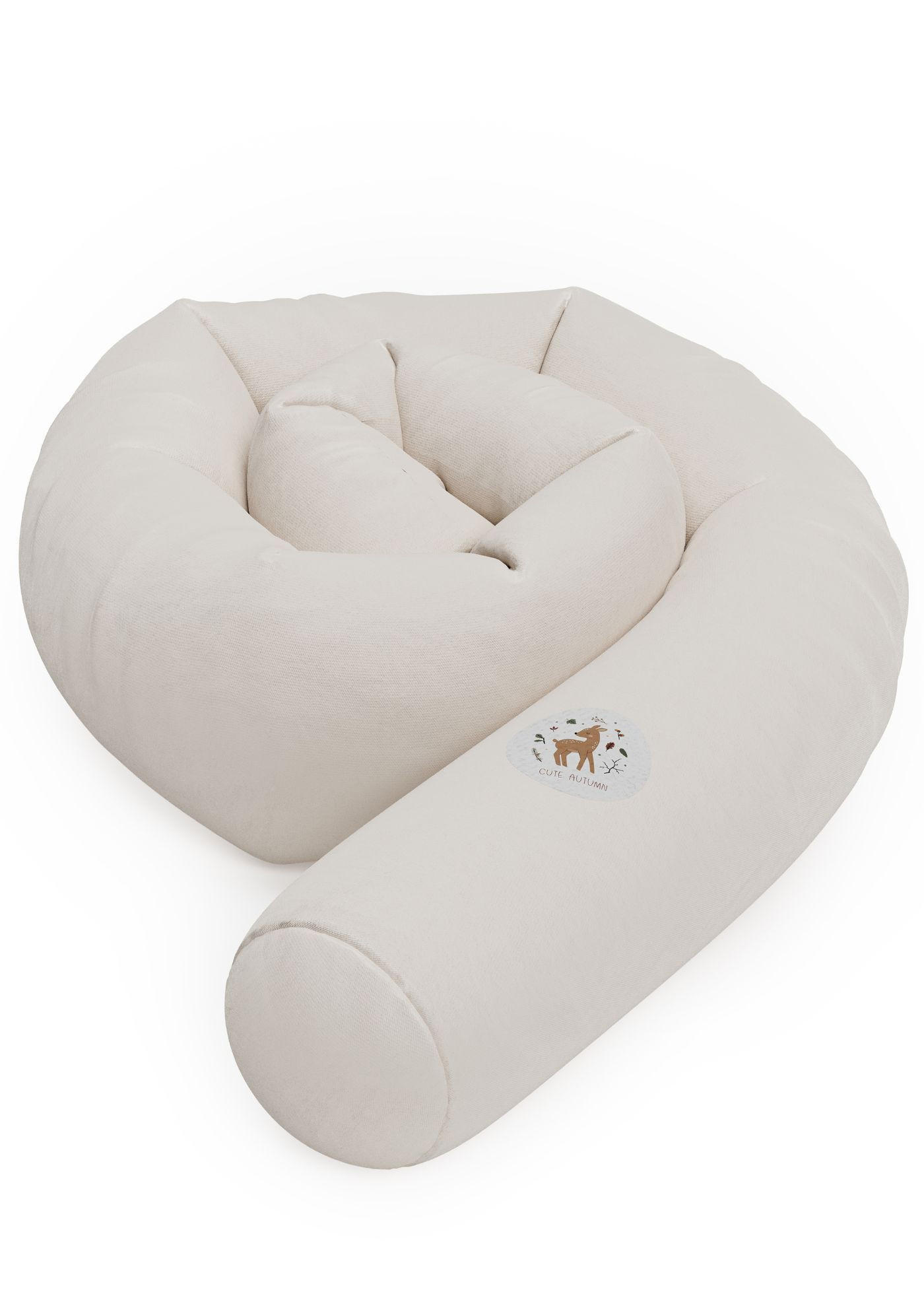 NESTCHENSCHLANGE Cozy "Cute Deer, Sand" 190 cm Bettschlange - Sandfarben/Grün, Textil (15/190cm) - Sämann – make a difference.