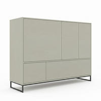KOMMODE GENUA 160 cm in Hellgrün, Metallgestell Schwarz, Highboard mit push-to-open - Schwarz/Grün, Holzwerkstoff/Metall (160/120/45cm) - Bettso