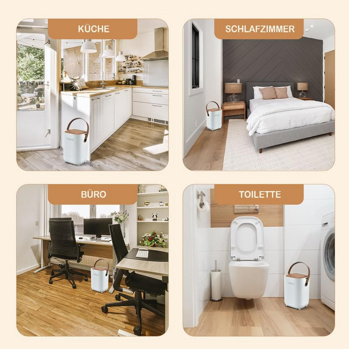 WINDELEIMER Geruchsdicht ohne Kassette Weiß und Braun - Weiß/Braun, Kunststoff (24/41/20cm) - Twinky