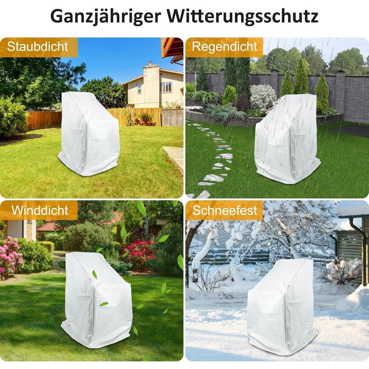 ABDECKHAUBE für Gartenstühle 70 x 70 x 120 cm PEVA wetterfest - Weiß, Kunststoff (70/120/70cm)