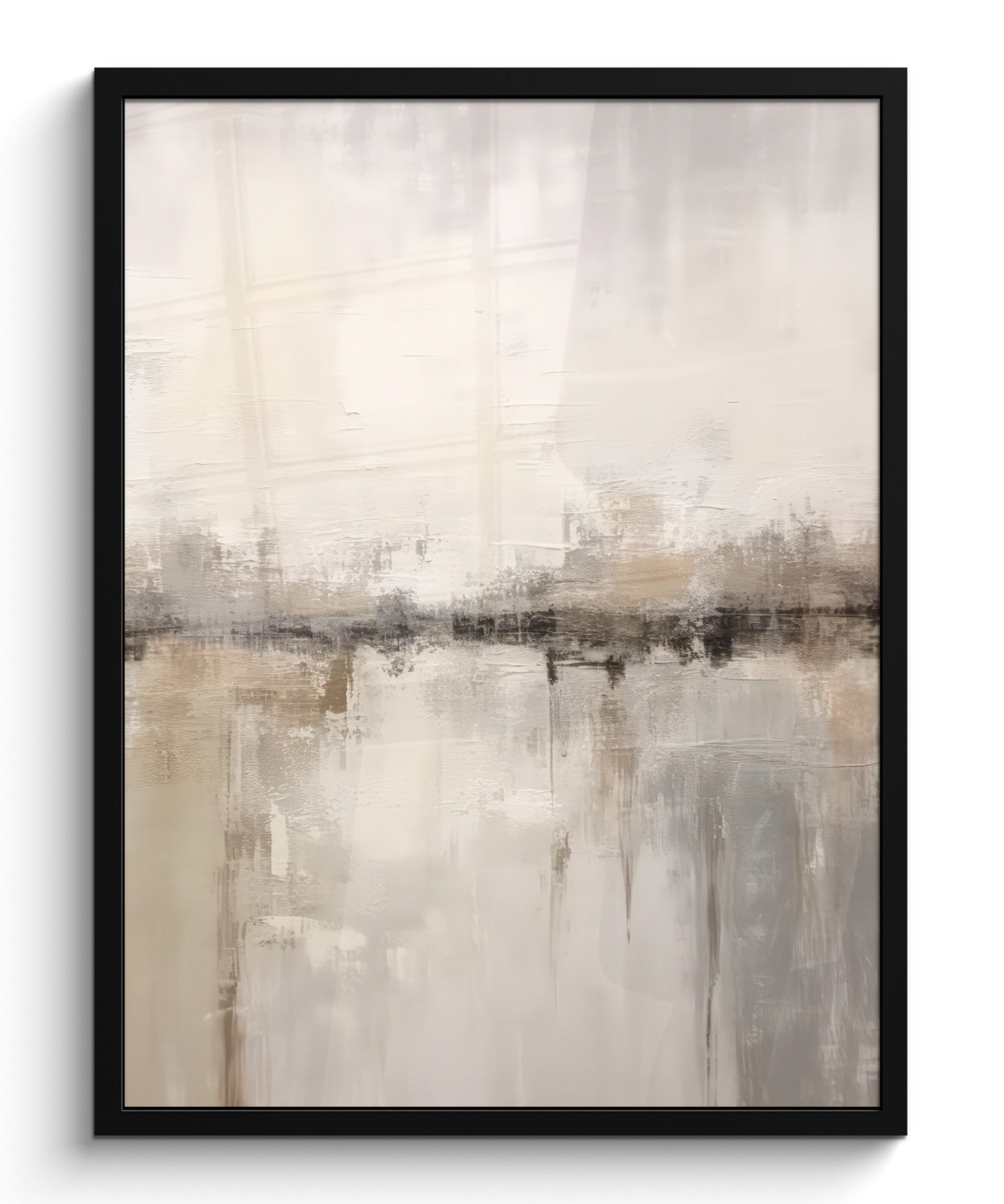 GERAHMTES BILD Moderne Kunst - Abstrakt - Beige 60x80 cm - Beige, Papier (60/80cm) - MuchoWow