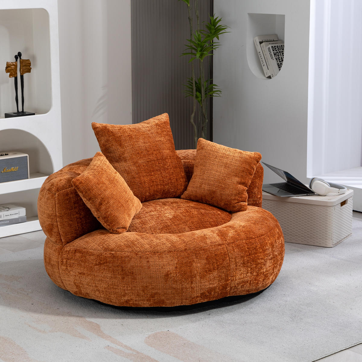 SITZSACK Chenille Orange mit Armlehnen - Orange, Textil (108/52/108cm) - WISHDOR