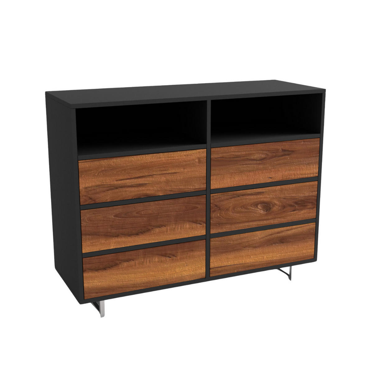 KOMMODE aus Massivholz mit Schubladen für das Wohnzimmer NESCA II - Eichefarben, Holz (120/95/40cm) - Rawood Furniture