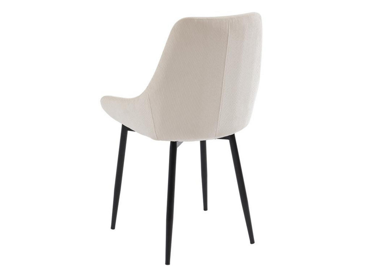 STUHL 6er-Set - Cord & Metall - Cremefarben - MASURIE - Creme, Textil (56/85.5/49cm) - Vente-Unique