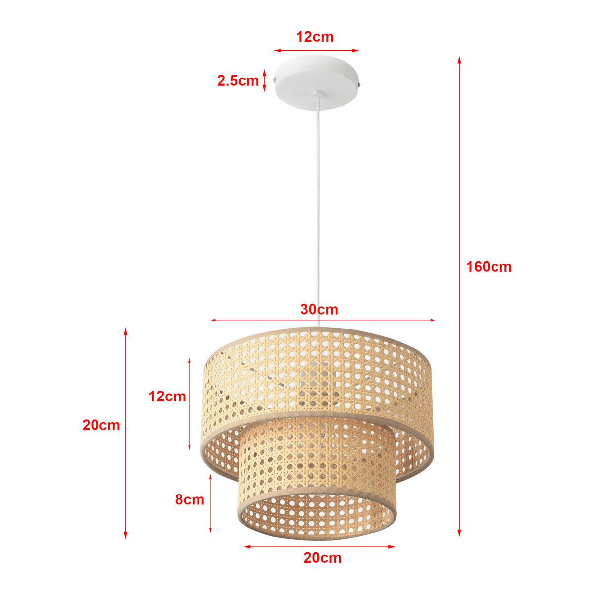 HÄNGELEUCHTE Ascot - Beige/Weiß, Kunststoff/Metall (30/30/160cm) - lux.pro