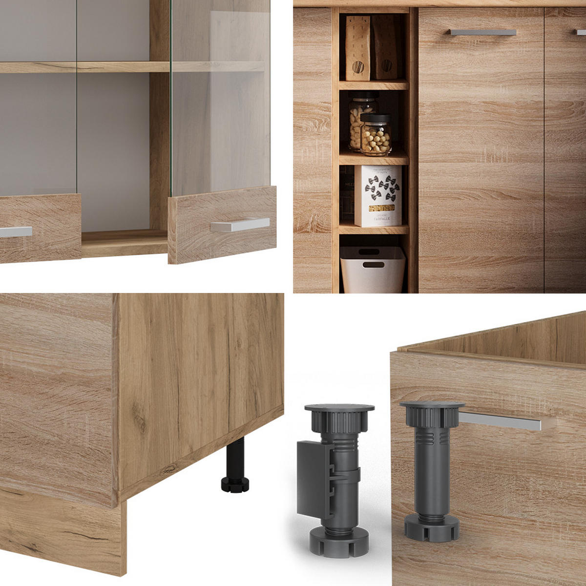 SINGLEKÜCHE R-Line Sonoma/Goldkraft Eiche 160 cm ohne Arbeitsplatte - Honigeiche/Sonoma Eiche, Holzwerkstoff (160/81.6/46cm) - Vicco