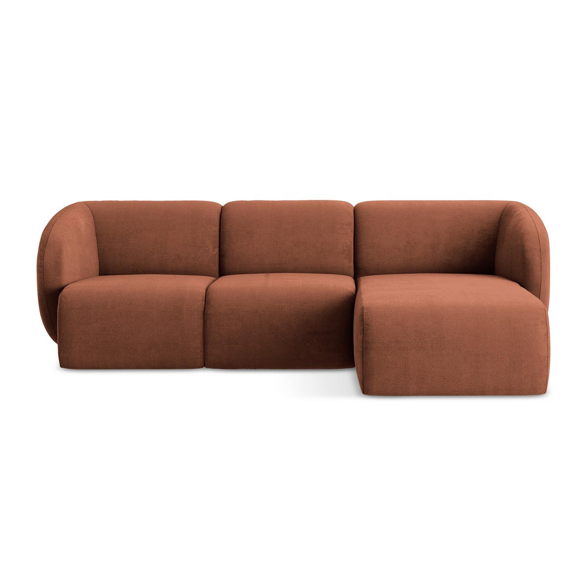 ECKSOFA Rechts Chenille Stoff Orange - Terracotta/Schwarz, Holzwerkstoff/Kunststoff (248/166cm) - LaMiaSofa