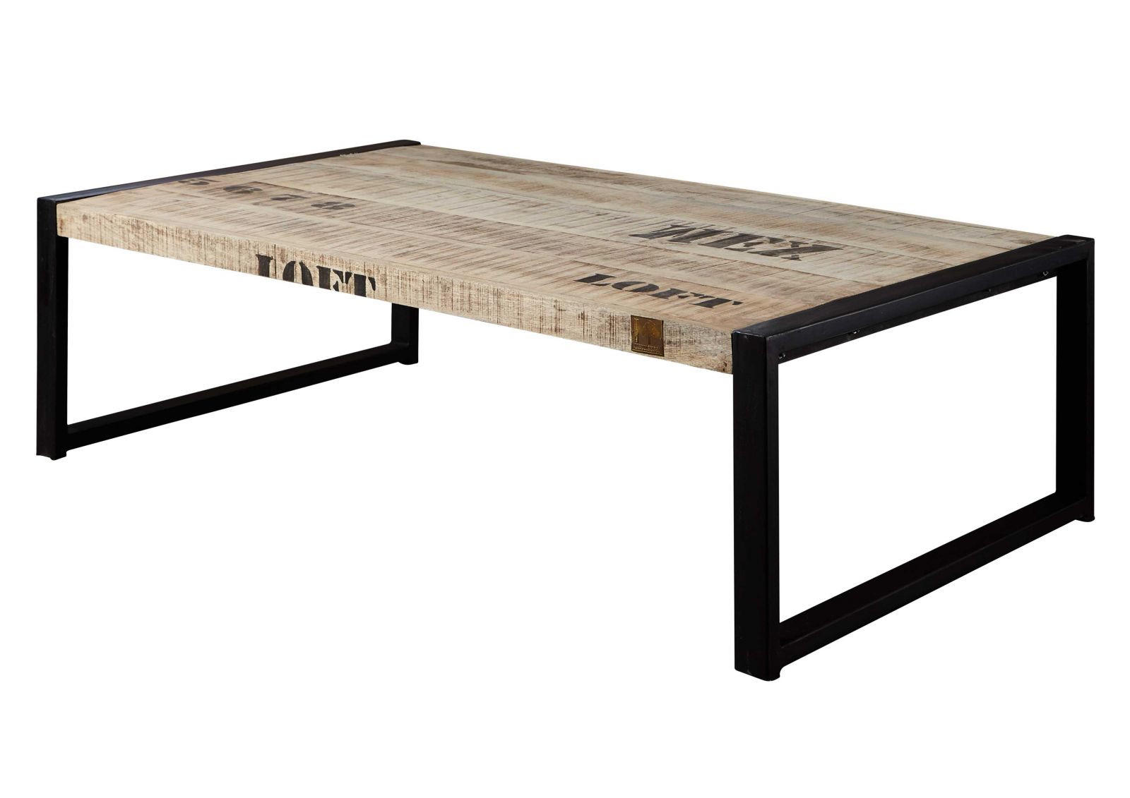 COUCHTISCH Mango 140x80x40 natur bedruckt FACTORY #111 - Naturfarben, Holz (140/80/40cm) - Massivmoebel24