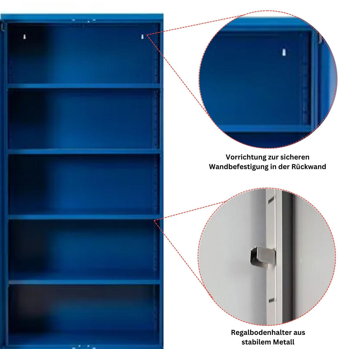 STAHLSCHRANK Bee mit 6 lackierten Fachböden 195x92x42 cm Korpusfarbe Enzianblau Frontfarbe Enzianblau - Blau, Metall (92/195/42cm)