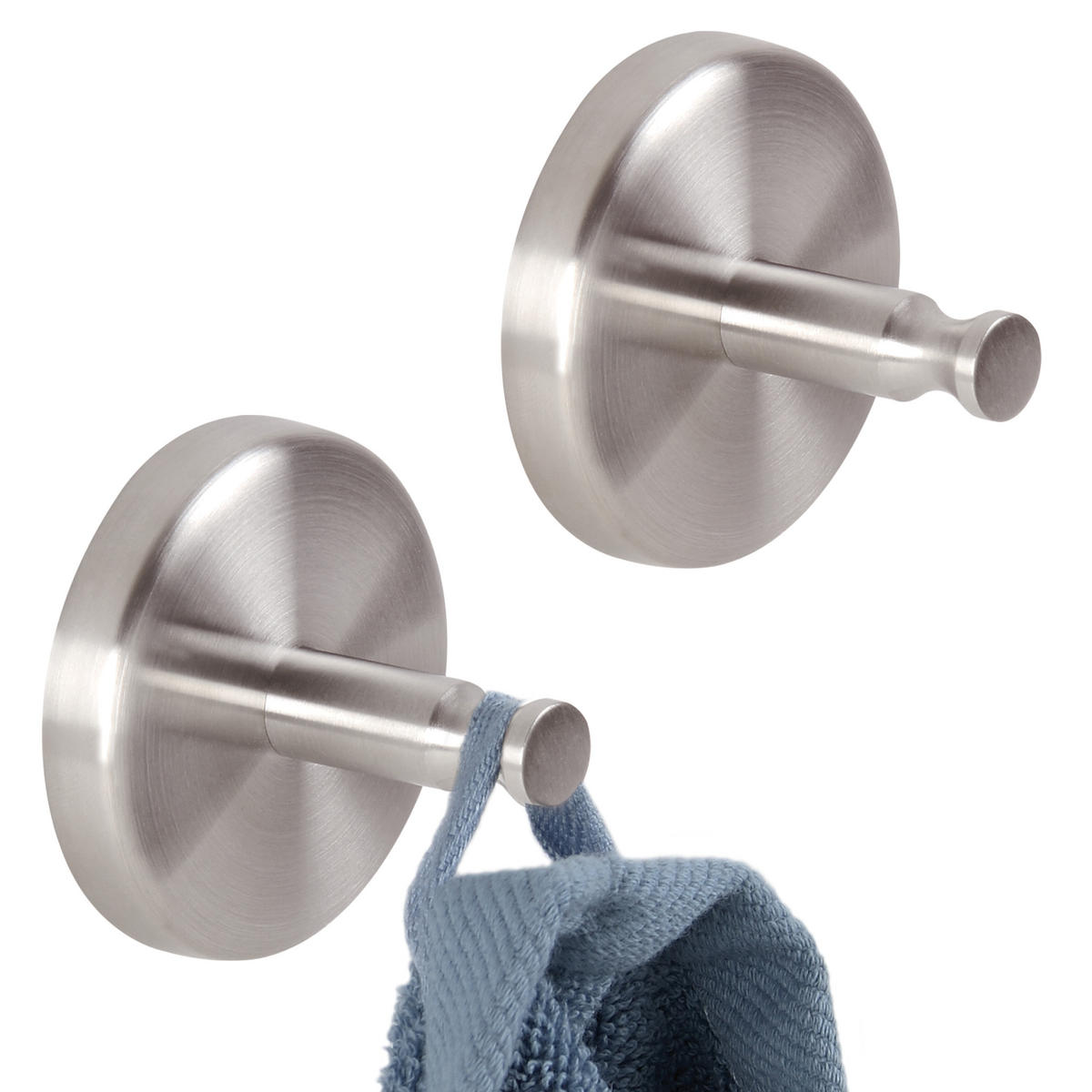 HANDTUCHHAKEN PIAZZA 2er-Set, Edelstahl, matt - Edelstahlfarben, Metall (6/4.5/6cm) - bremermann