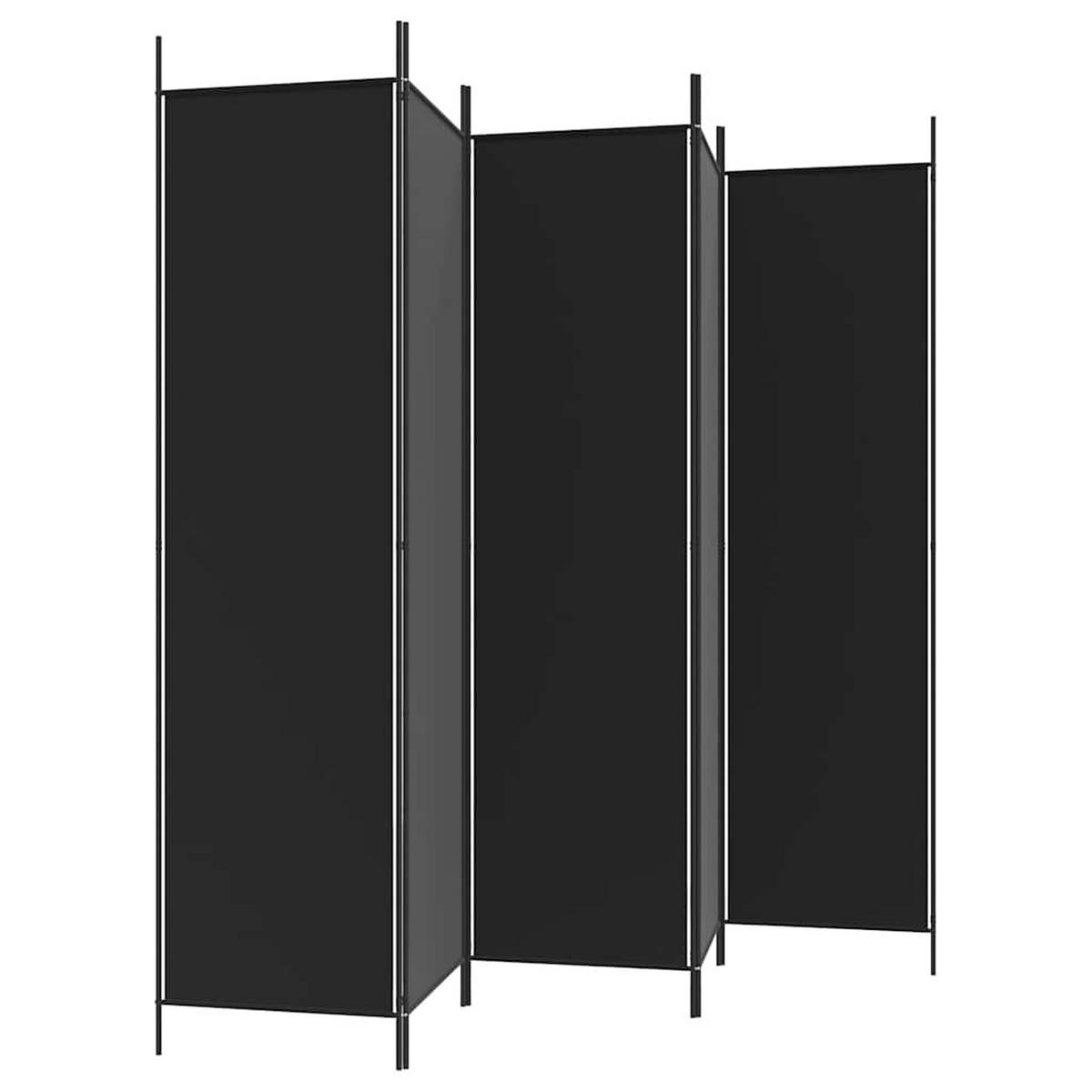 PARAVENT 5-teilig Schwarz 250/200 Cm Stoff - Schwarz, Textil (250/200/0.1cm) - vidaXL