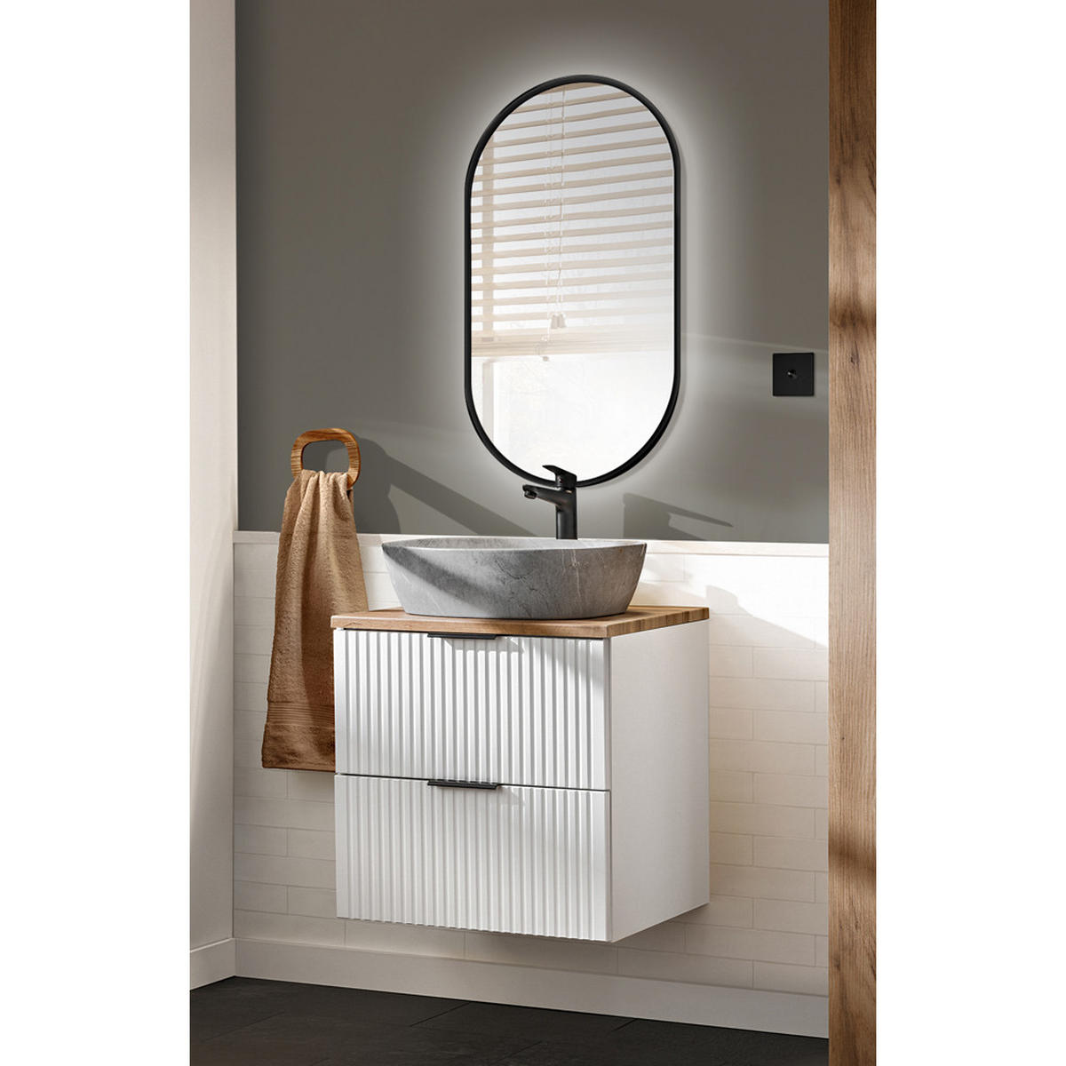 BADMÖBEL-SET 2-TLG. Adelaide-56 - Weiß, Holzwerkstoff (61/200/47cm) - Lomado