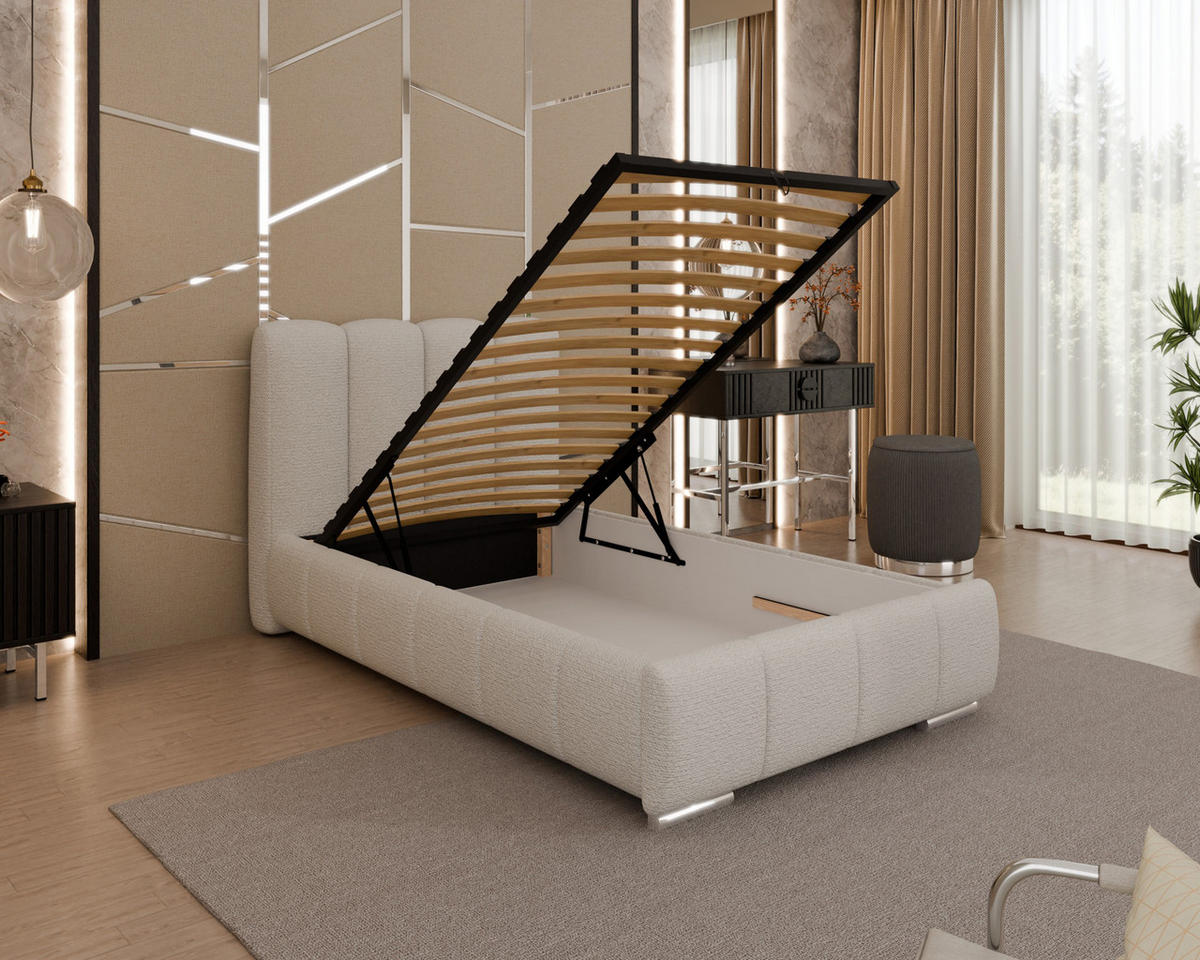 POLSTERBETT Zaira 100x200cm – Elegantes Polsterbett für modernen Wohnstil , ohne matratze, cappuccino - Cappuccino, Holz (100/200cm) - Homesy