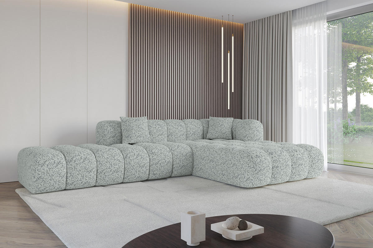 ECKSOFA Ottomane Rechts OLEA-L2 - 289x176x71 cm Grün - Waldgrün/Schwarz, Holzwerkstoff/Kunststoff (289/176cm)