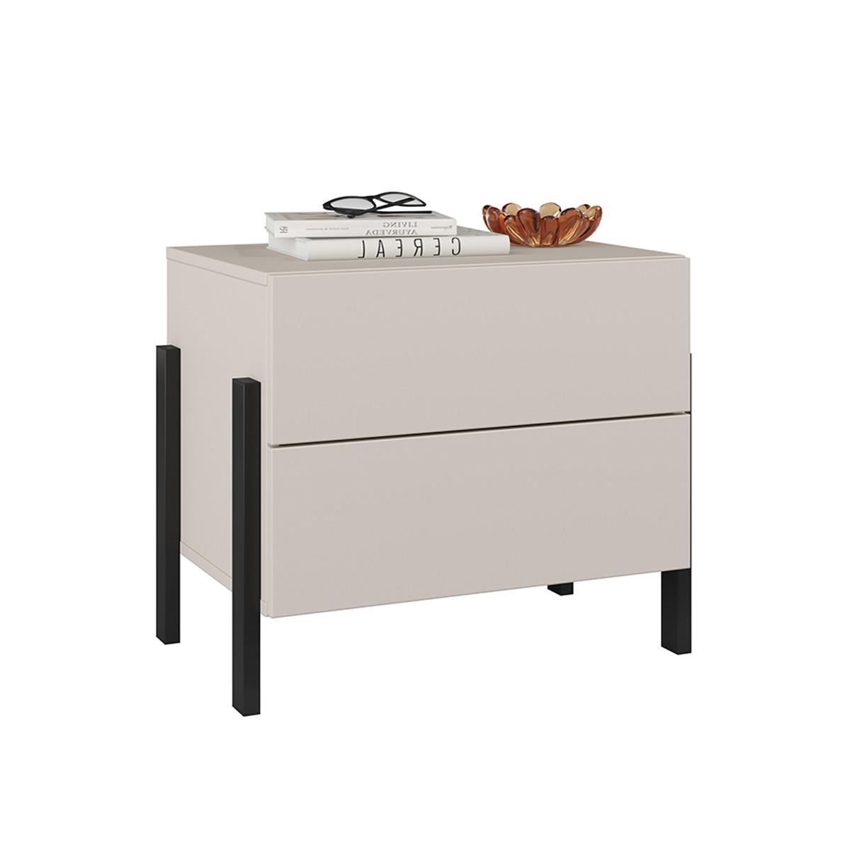 NOČNÍ STOLEK Bérénice Kašmír - béžová, kompozitní dřevo (59/58.5/40cm) - Petits-meubles
