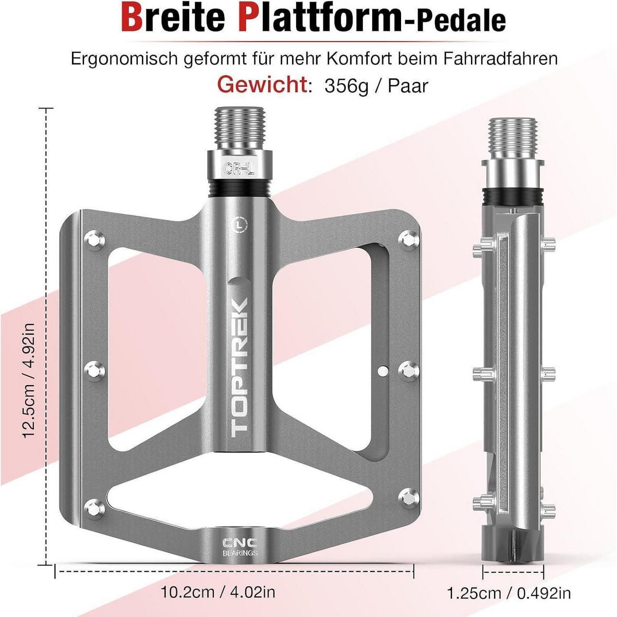 FAHRRADPEDALE Set CNC Aluminium mit 3 Lagern Silber - Silberfarben, Metall (10.2/1.5/12.5cm)