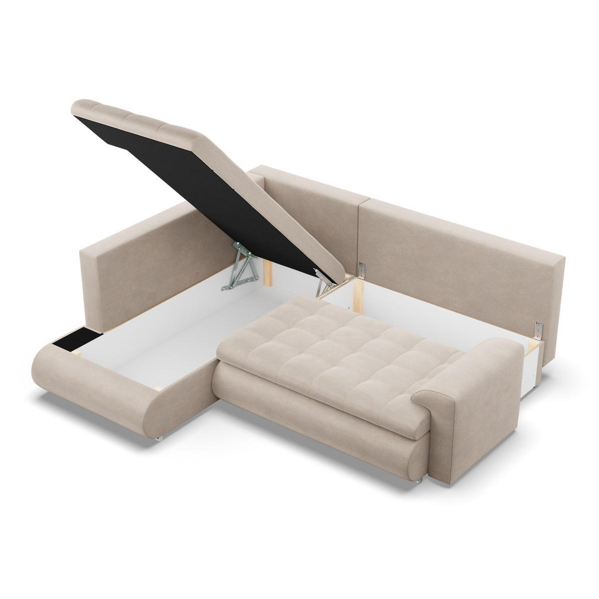 ECKSOFA LINKS MIT SCHLAFFUNKTION FORESTA, Beige - Beige, Textil (230/200cm) - Mebligo