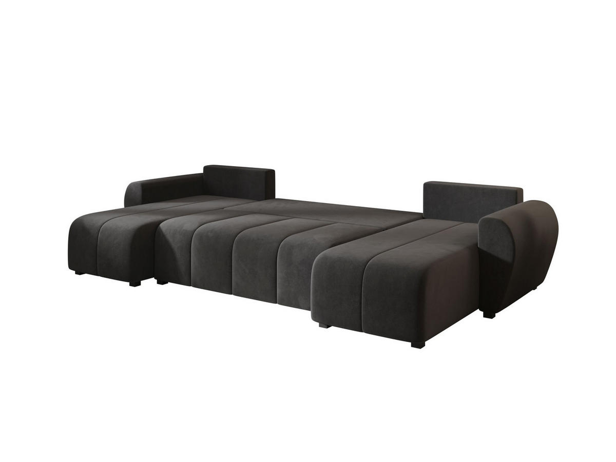 WOHNLANDSCHAFT MOLISA U Itaka 27 mit Schlaffunktion - Dunkelgrau, Textil (303/82/208cm) - Bedante