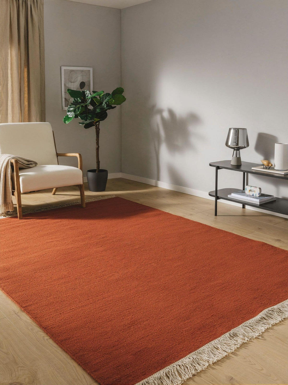 TEPPICH Wollteppich Liv Orange - Orange, Textil (170/1cm) - KUNSTLOFT