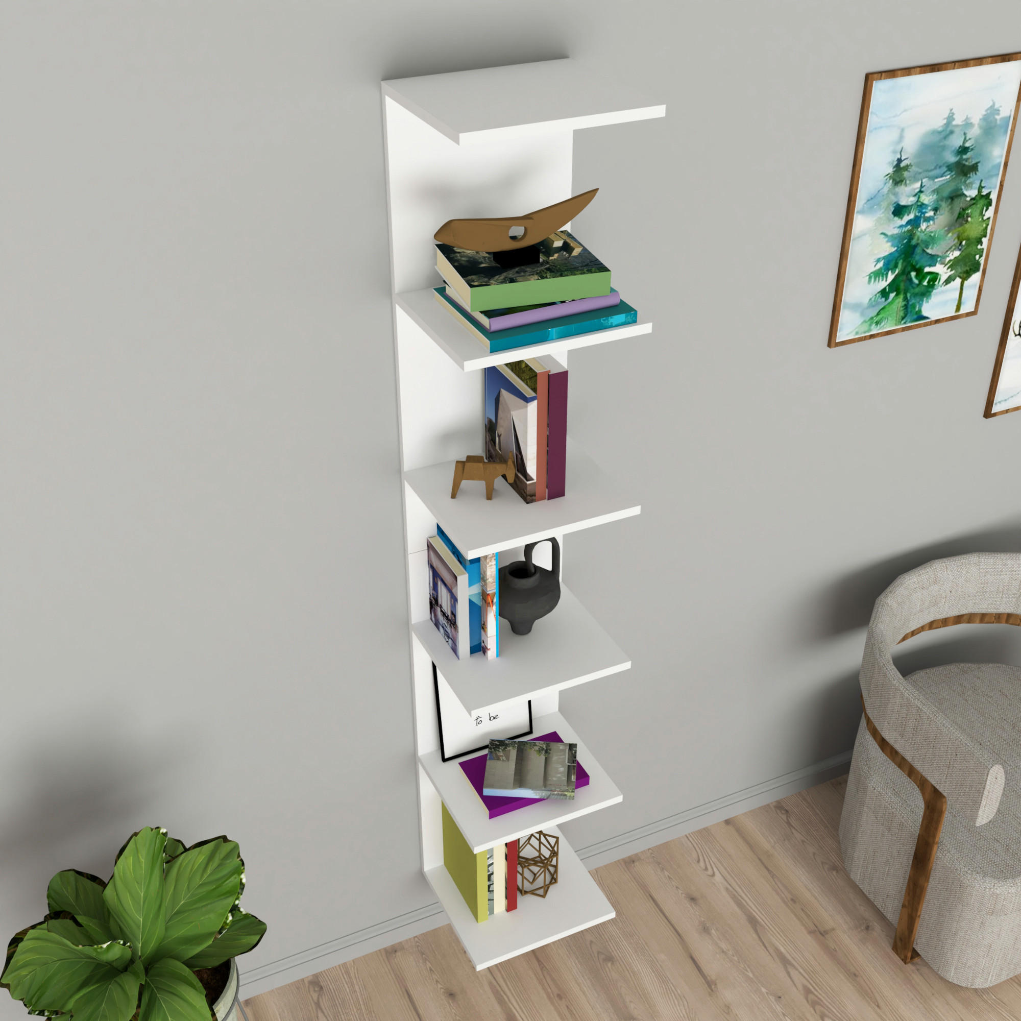 WANDREGAL Surahammar - Weiß, Holzwerkstoff (34.5/180/30cm) - [en.casa]