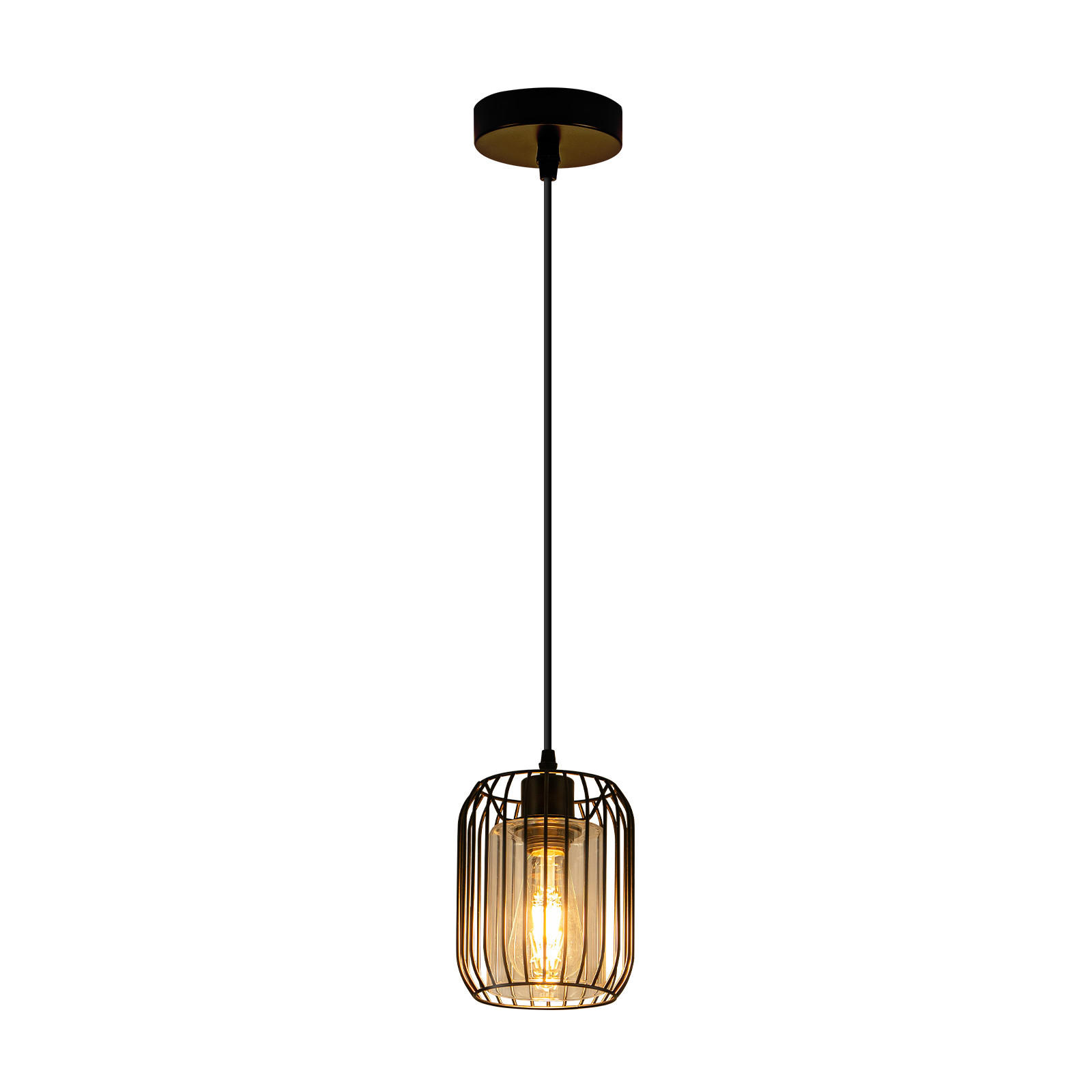 PENDELLEUCHTE Xrisal 15/10/140 cm - Schwarz, Glas/Metall (15/10/140cm) - ZMH