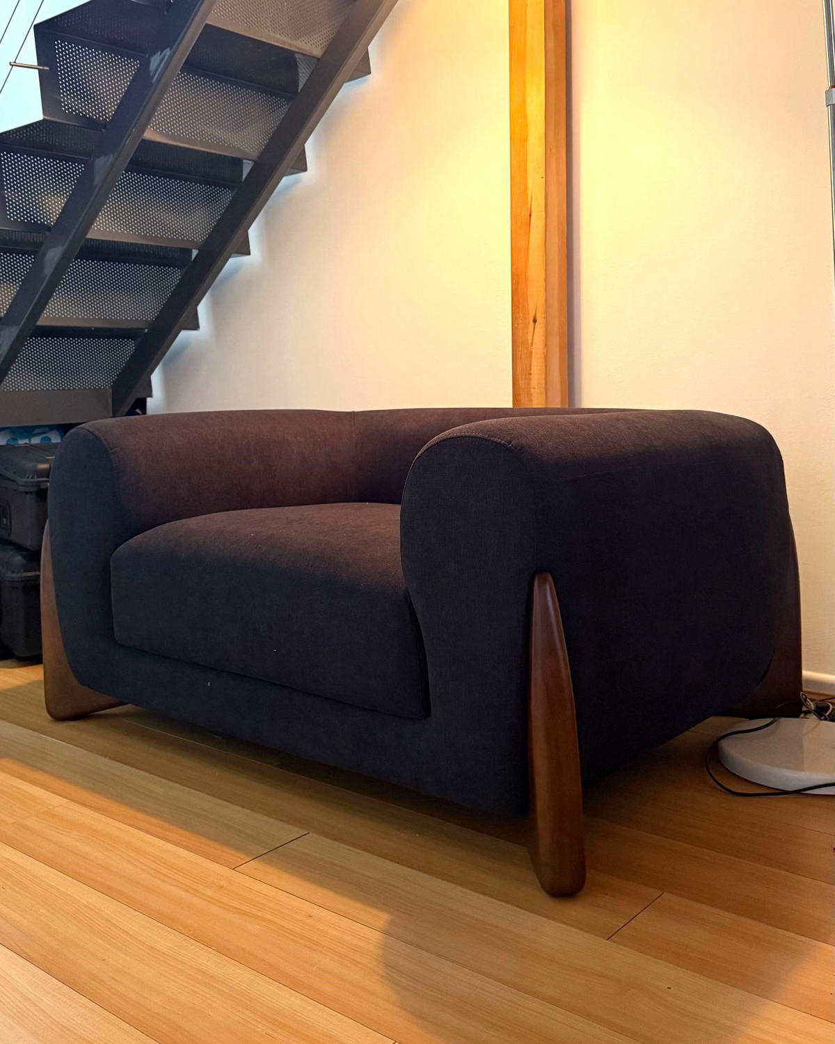 SESSEL Schwarz Vinliden - Schwarz/Braun, Holz/Textil (118/62/87cm) - Beliani
