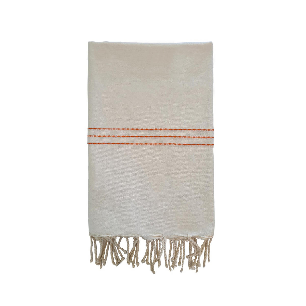 HAMMAMTUCH Traditionelle Calliope 200x200 190g/m² Ecru / Orange - Orange, Textil (200/200cm) - LE COMPTOIR DE LA PLAGE