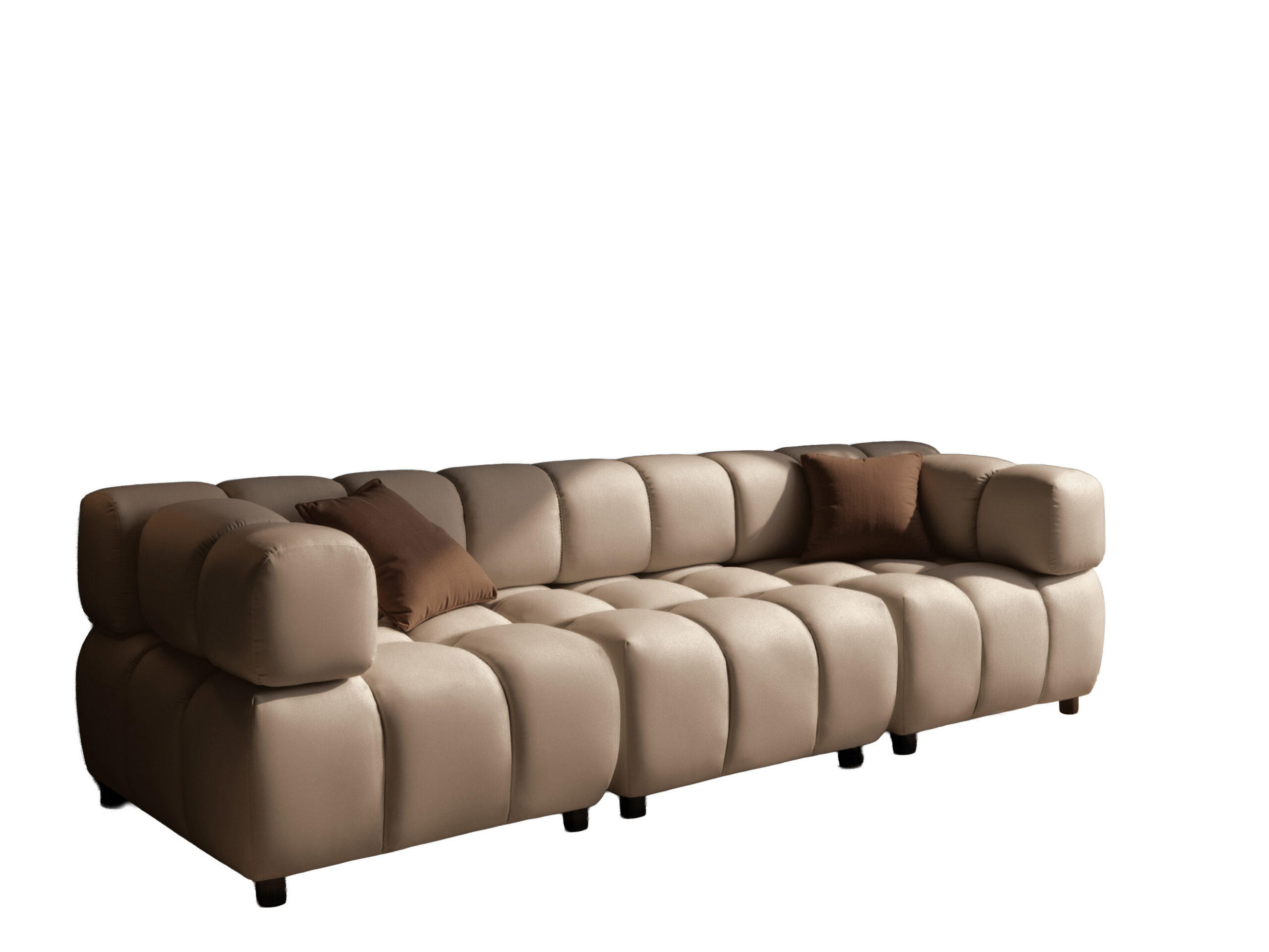 SOFA 4-Sitzer Modular, Couch, Veloursstoff Bluvel, Latte, Bolla - Hellbraun, Holz (192/71/96cm) - Kaiser Möbel