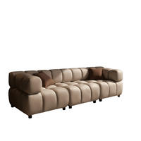 SOFA 4-Sitzer Modular, Couch, Veloursstoff Bluvel, Latte, Bolla - Hellbraun, Holz (192/71/96cm) - Kaiser Möbel