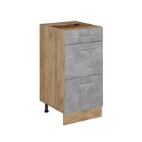 KÜCHENUNTERSCHRANK R-Line Beton 40 cm mit Schubladen, ohne Arbeitsplatte - Honigeiche/Schieferfarben, Holzwerkstoff (40/81.6/46cm) - Vicco