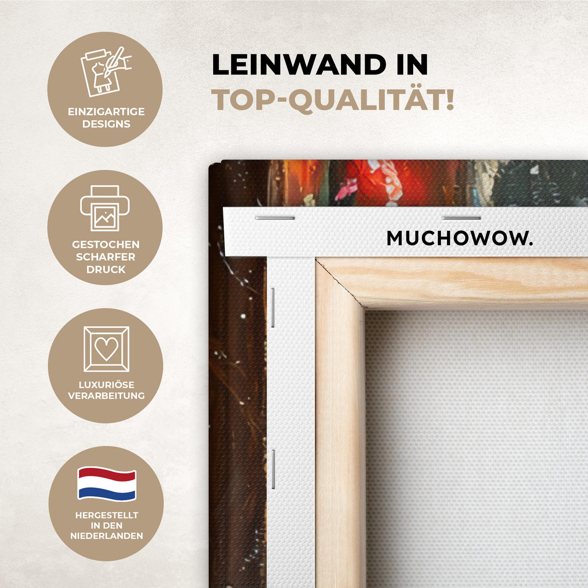 LEINWANDBILD Katze - Weihnachten - Winter - Tier 90x90 cm - Bernsteinfarben, Textil (90/90cm) - MuchoWow