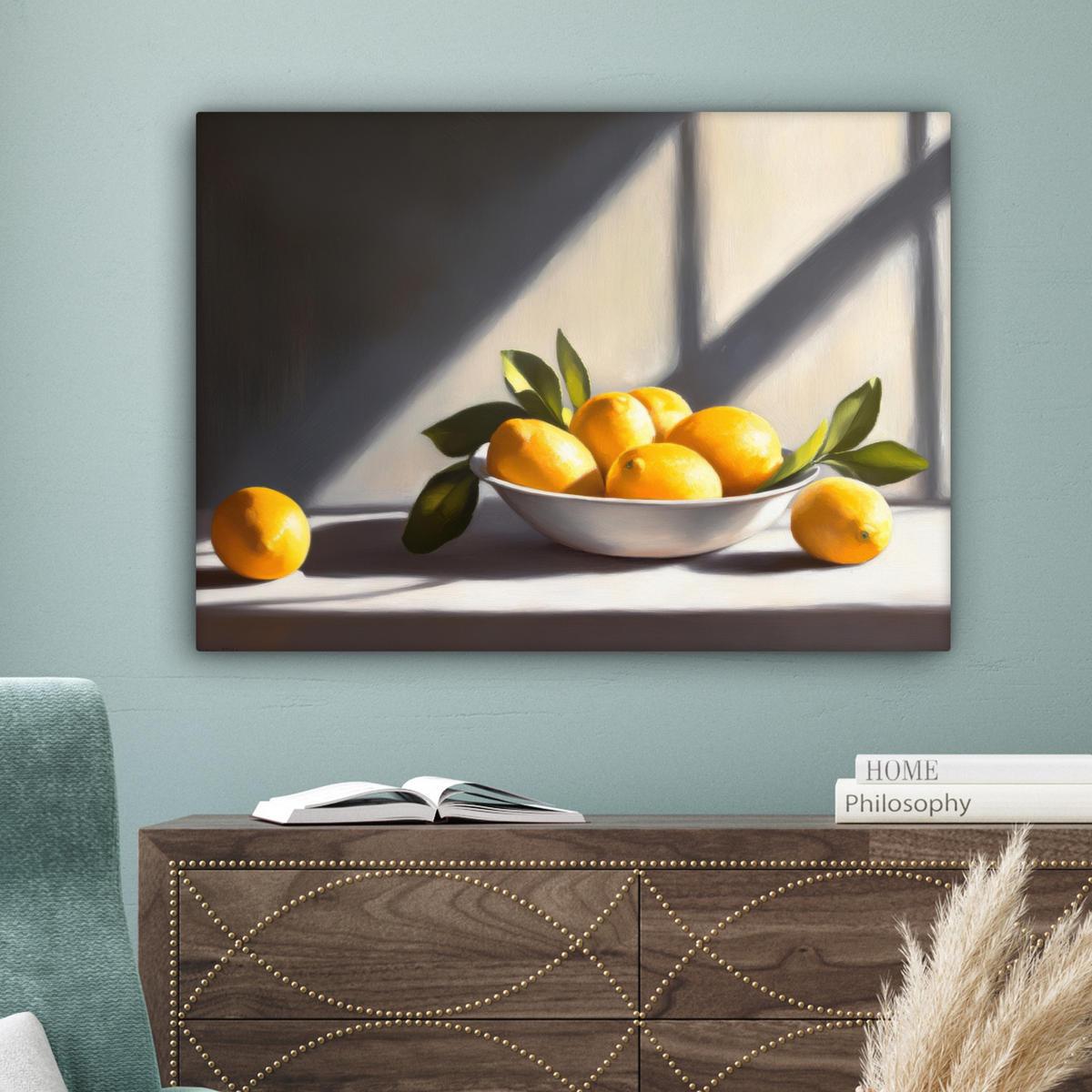 LEINWANDBILD Zitronen - Stilleben - Gelb Wandbilder 80x60 cm - Gelb, Textil (80/60cm) - MuchoWow