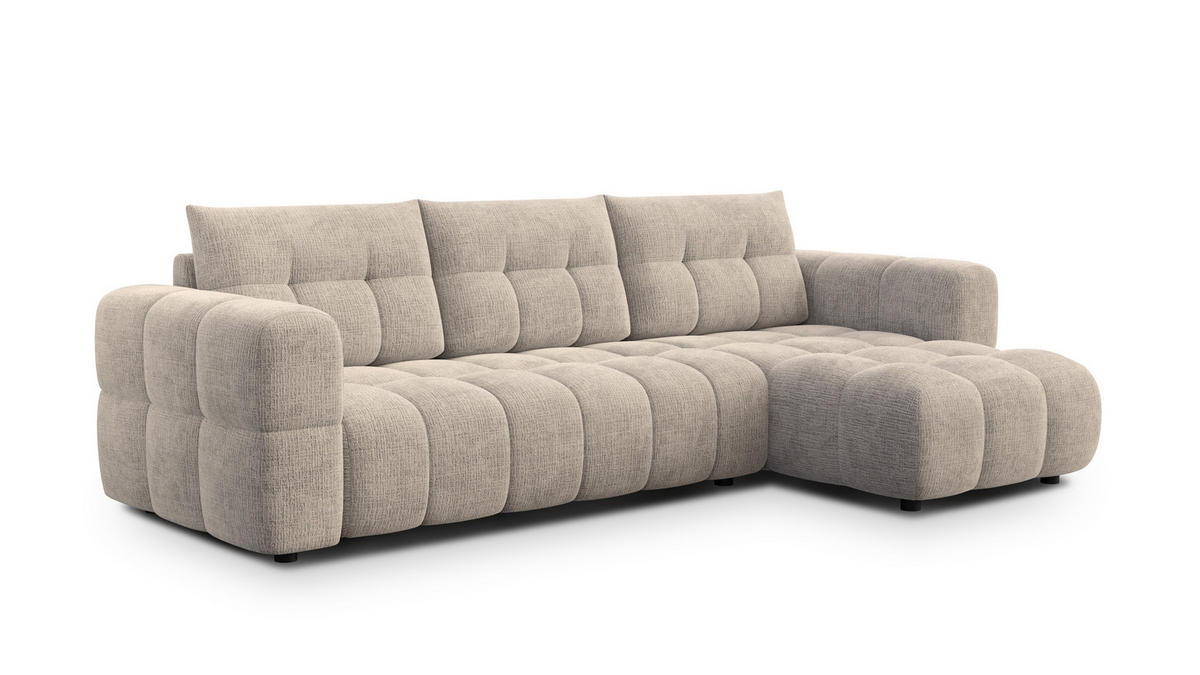 ECKSOFA CLOUDI 4-Sitzer rechts, beige - Beige/Schwarz, Holz/Textil (294/160cm) - Courtois Laville