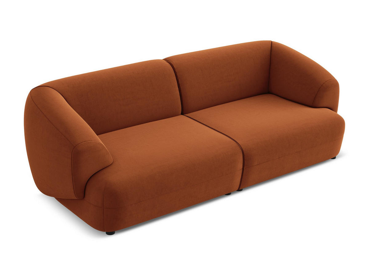 4-SITZER-SOFA Samt Stoff Orange - Terra cotta/Schwarz, Kunststoff/Textil (232/81/98cm) - Makamii