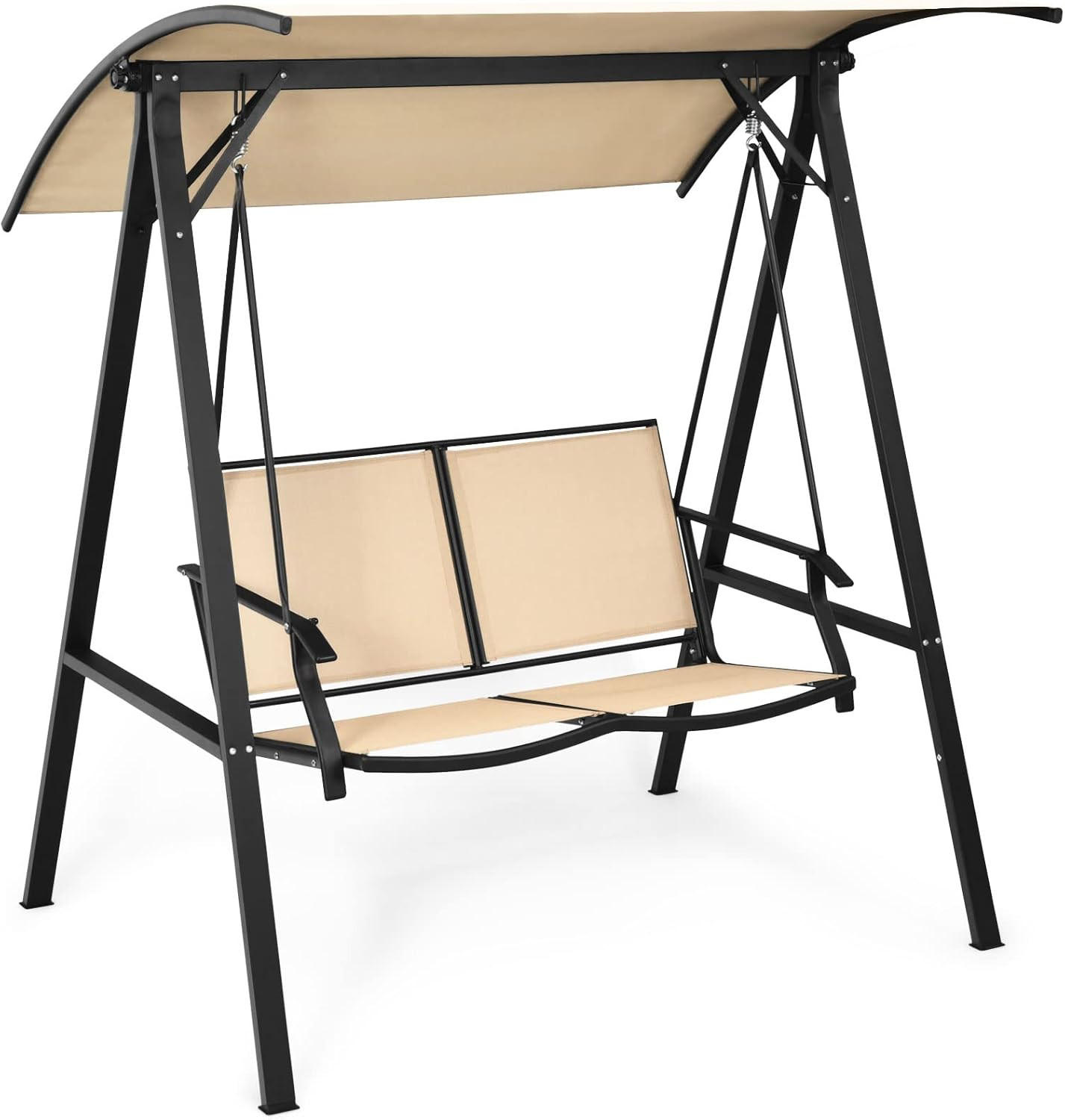 HOLLYWOODSCHAUKEL Beige - Beige, Metall (112/165/152cm) - COSTWAY