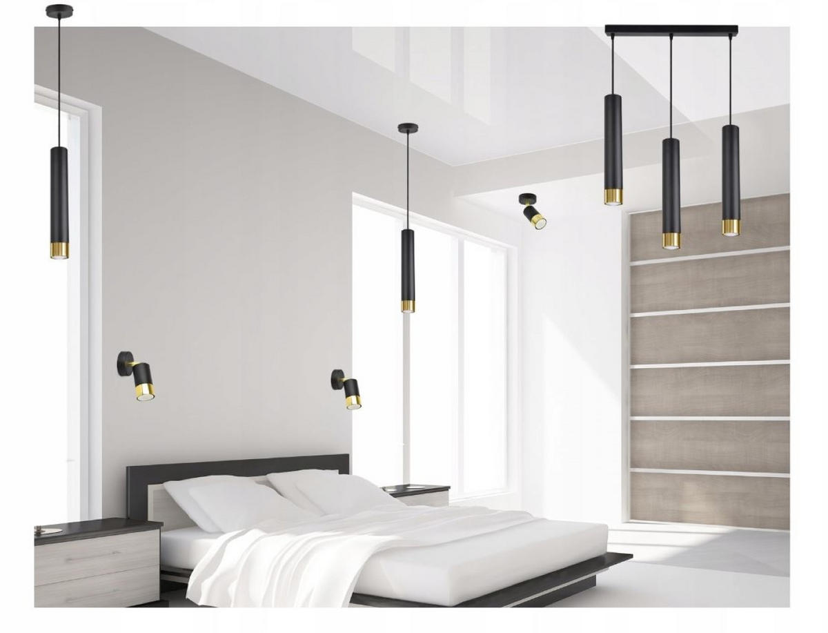 PENDELLEUCHTE Milano Tube - Goldfarben/Schwarz, Glas/Metall (6/50/100cm) - kiki design