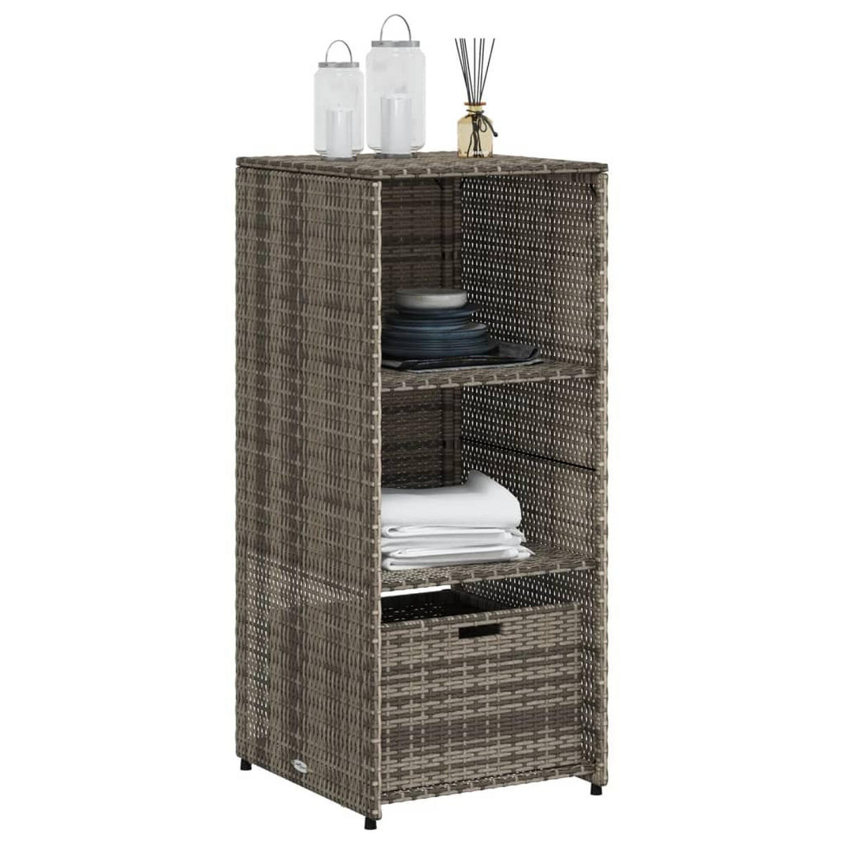 GARTENSCHRANK Grau 50/55/115 Cm Poly Rattan - Grau, Kunststoff (55/115/50cm) - vidaXL