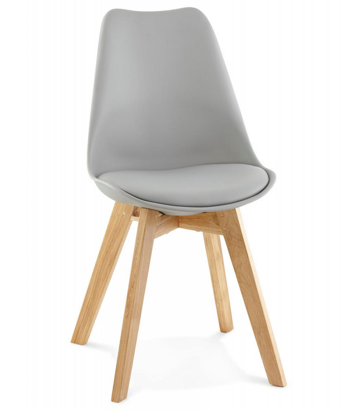 STUHL Kunstleder Holzgestell Skandinavisch, Grau 48x56x83 cm - Eichefarben/Grau, Eichenholz/Holz (48/83/56cm) - KADIMA DESIGN