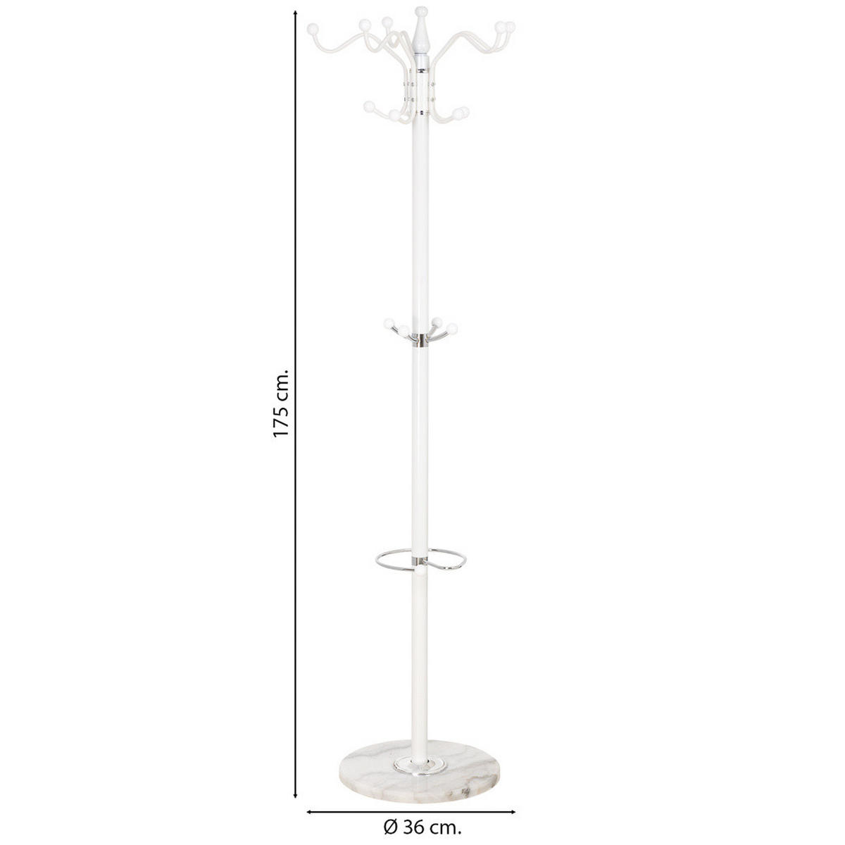 GARDEROBE aus metall 36x175cm - Weiß, Metall (36/175/36cm) - Wanderlust